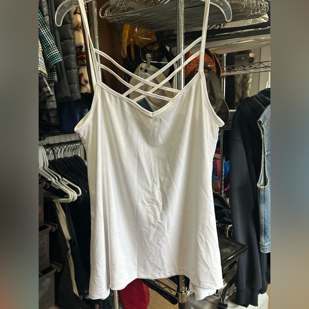 White Strappy V-Neck Women's Tank Top